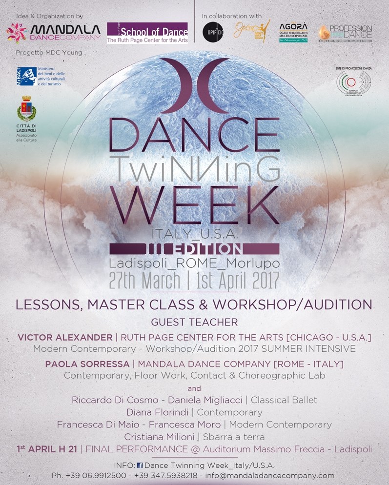 dance twinning week, the ruth page center for the art, chigaco, riccardo di cosmo, paola sorressa, daniela migliacci, victor alexander